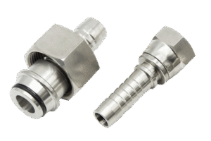 A Pair of Stainless Steel One Piece Fittings Arranged in Parallel