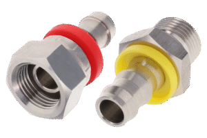 A Pair of Stainless Steel Push-on Fittings Arranged in Parallel