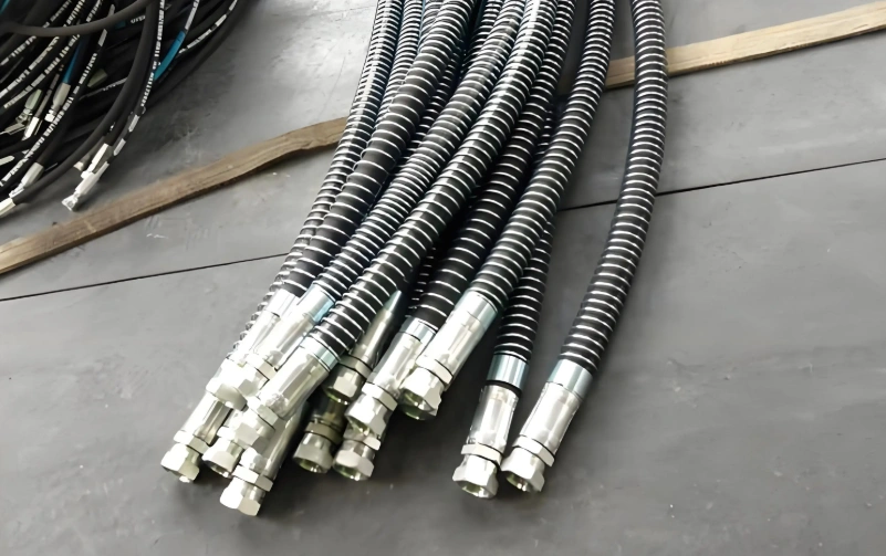 A braided hose with a ss compression fitting