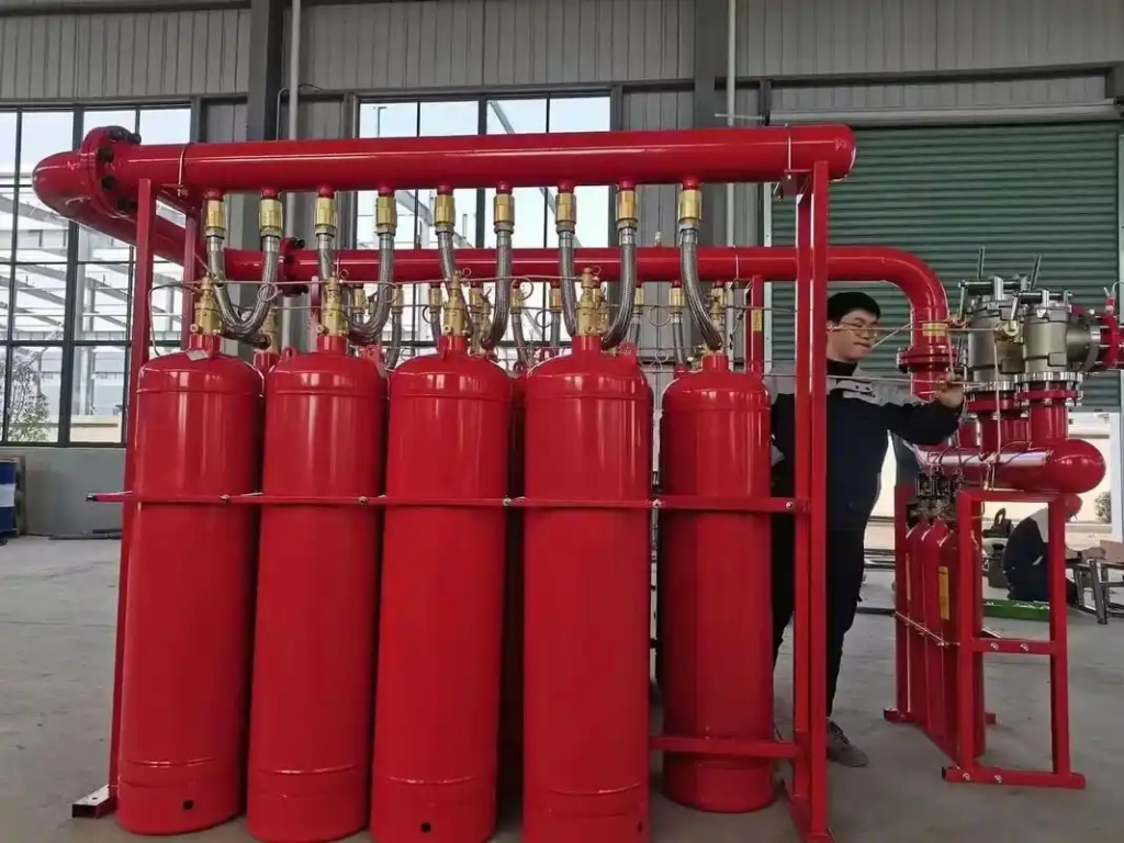 A man is adjusting a propane system