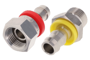 A Pair of Stainless Steel Push-on Fittings Arranged in Parallel